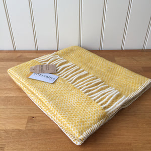 Baby Pram Blanket - Beehive Yellow 100% Pure New Wool