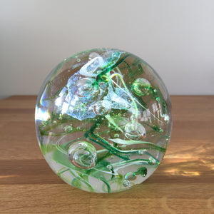 Teign Valley Glass Green Nebula  Paperweight