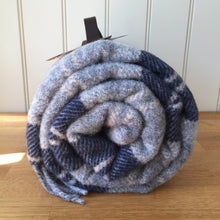 Load image into Gallery viewer, Tweedmill Polo Picnic Rug Pure New Wool Navy / Bannockbane with Waterproof Backing and Leather Carry Strap