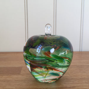 Glass Apple Sculpture Green Mix Paperweight