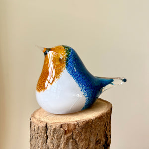 Glass Blue Tit Bird Sculpture Ornament