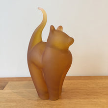 Load image into Gallery viewer, Glass Cat Sculpture Classic Amber Frosted Medium Handmade Ornament