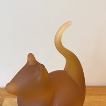 Load image into Gallery viewer, Glass Cat Sculpture Classic Amber Frosted Medium Handmade Ornament