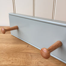 Load image into Gallery viewer, Traditional Shaker Peg Rail With Oak Pegs - Farrow and Ball Pigeon