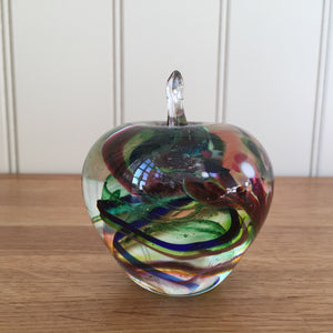 Glass Apple Sculpture Green Mix Paperweight