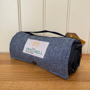 Tweedmill Walker Companion Picnic Rug Waterproof Backed - Blue Moon/Navy Small
