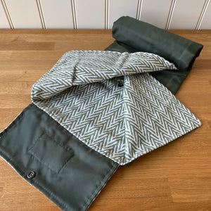 Tweedmill Walker Companion  Picnic Rug Waterproof Backed - Cotton Olive Herringbone