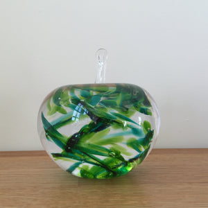 Glass Apple Sculpture Green Paperweight