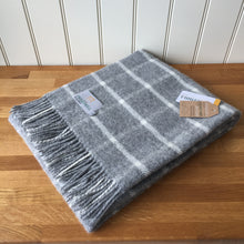 Load image into Gallery viewer, Tweedmill Chequered Check Grey Knee Rug Blanket Pure New Wool