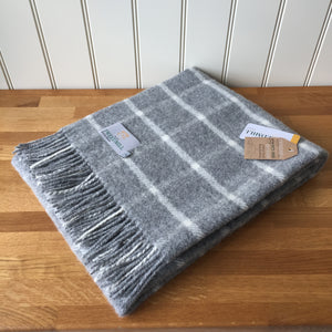Tweedmill Chequered Check Grey Knee Rug Blanket Pure New Wool