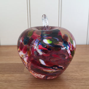 Glass Apple Sculpture Red Mix Paperweight