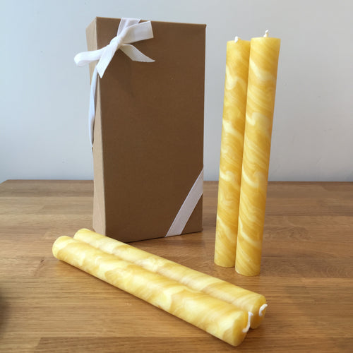 Artisan Beeswax Dinner Candles - Pack of 4 Natural Sustainable Country Gift