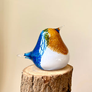 Glass Blue Tit Bird Sculpture Ornament