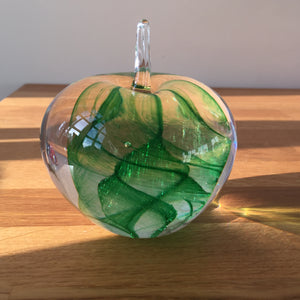 Glass Apple Sculpture Soft Green Paperweight