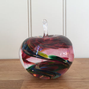 Glass Apple Sculpture Red Mix Paperweight