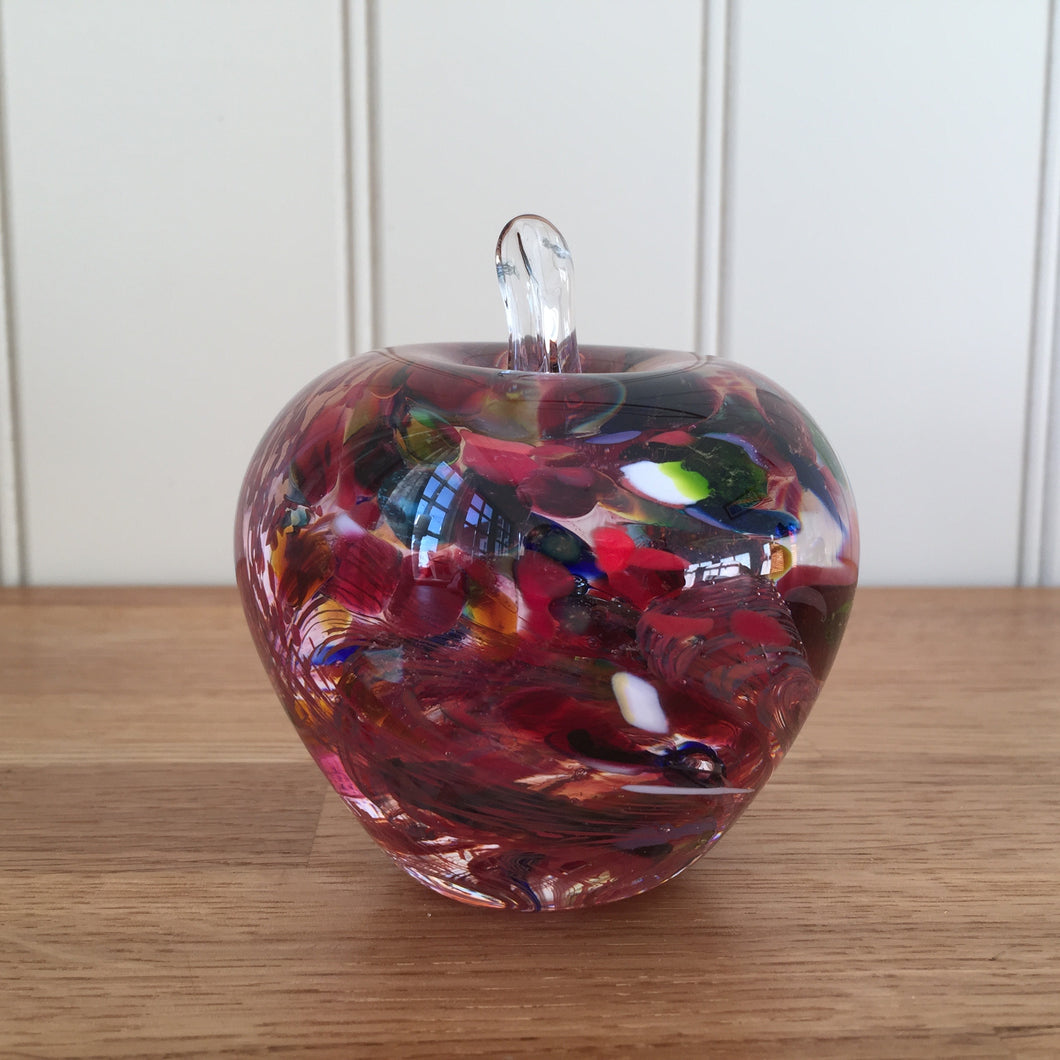 Glass Apple Sculpture Red Mix Paperweight