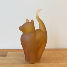 Load image into Gallery viewer, Glass Cat Sculpture Classic Amber Frosted Medium Handmade Ornament