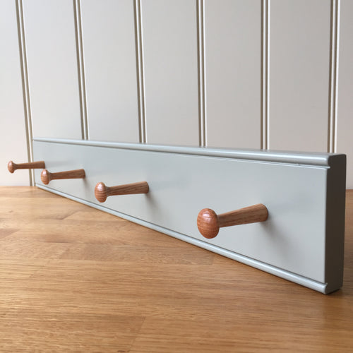 Traditional Shaker Peg Rails With Oak Pegs - Farrow and Ball French Grey