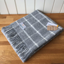 Load image into Gallery viewer, Tweedmill Chequered Check Grey Knee Rug Blanket Pure New Wool