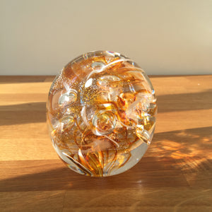 Teign Valley Glass Amber Nebula  Paperweight