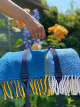 Load image into Gallery viewer, Tweedmill Polo Picnic Rug with Waterproof Backing and Carry Strap - Block Check Ink &amp; Yellow