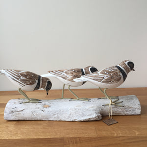 Archipelago Three Plovers On Driftwood Wood Carving