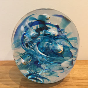 Teign Valley Glass Blue Nebula  Paperweight