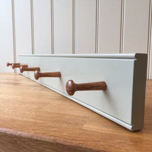 Traditional Shaker Peg Rails With Oak Pegs - Farrow and Ball French Grey