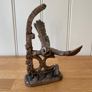 Owl In Flight Bronze Frith Sculpture By Guy Redwood