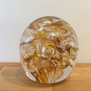 Teign Valley Glass Amber Nebula  Paperweight
