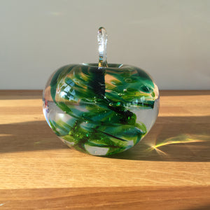 Glass Apple Sculpture Green Paperweight