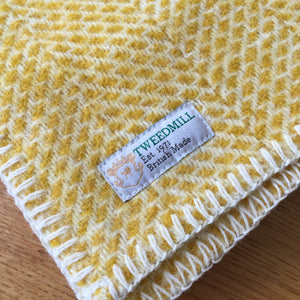 Baby Pram Blanket - Beehive Yellow 100% Pure New Wool
