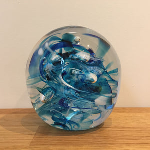 Teign Valley Glass Blue Nebula  Paperweight