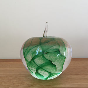 Glass Apple Sculpture Soft Green Paperweight