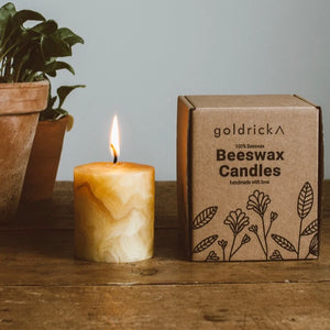 Marbled Beeswax Candle - Natural Sustainable Country Gift