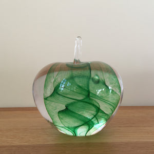Glass Apple Sculpture Soft Green Paperweight