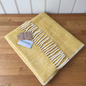 Baby Pram Blanket - Beehive Yellow 100% Pure New Wool