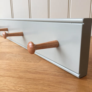 Traditional Shaker Peg Rails With Oak Pegs - Farrow and Ball French Grey