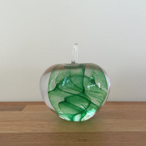 Glass Apple Sculpture Soft Green Paperweight